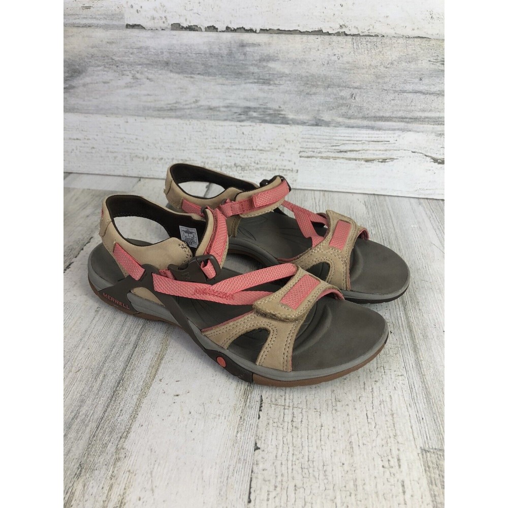 Merrell Azura Strap Sports Sandals Tan Leather Casual Open Toe J65266 S…